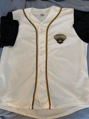 Bradenton Marauders Men’s White and Black Baseball Jersey with Yellow Trim